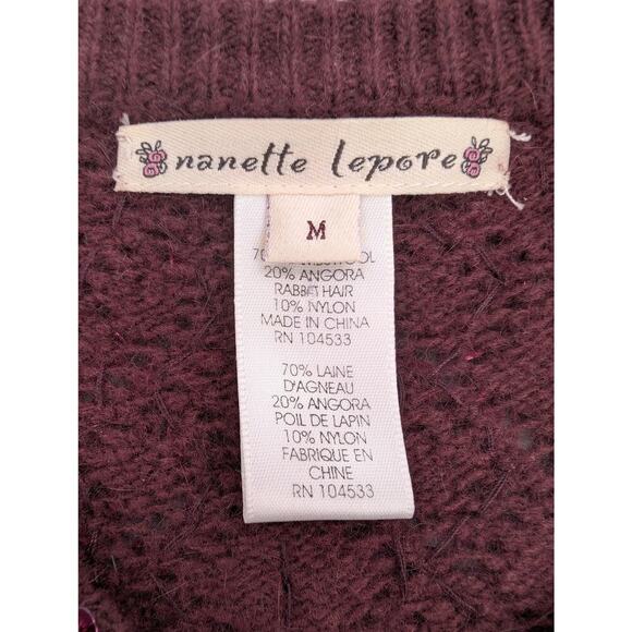 Nanette Lepore Sweater Womens Medium Purple Sequin Angora Lambswool Bolero Shrug - Picture 3 of 16